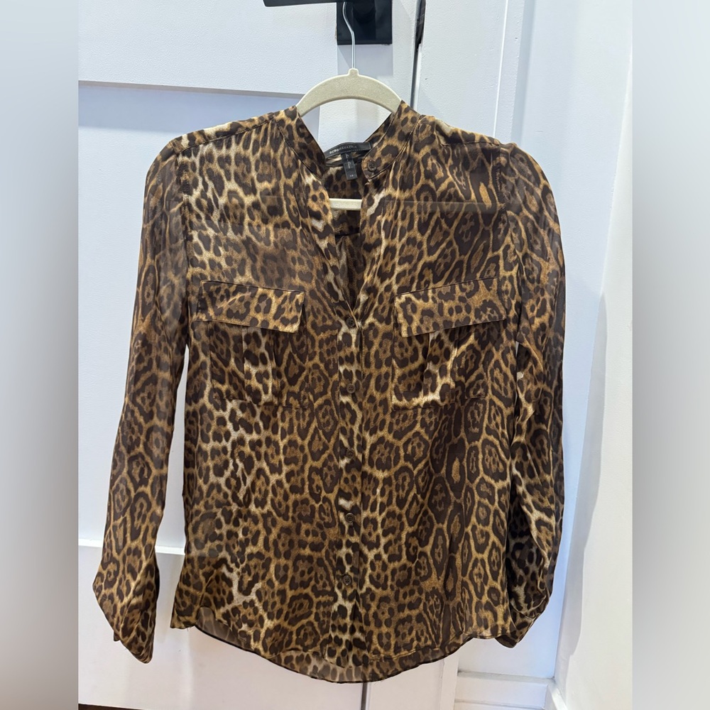 Sheer leopard print BCBG top